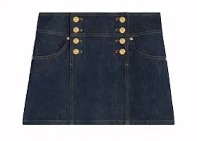 Pre-owned Celine Women's  Trapeze Rinse Washed Denim Mini Skirt In Rinsed