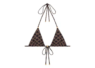 Pre-owned Celine Women's  Triangle Top In Monogram Jersey In Toffee/brown