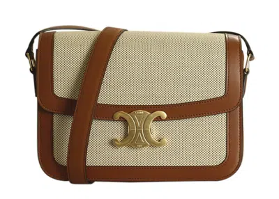 Pre-owned Celine Women's  Triomphe Bag Medium Canvas In Tan/brown