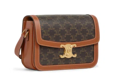 Pre-owned Celine Women's  Triomphe Bag Medium Triomphe In Tan In Brown