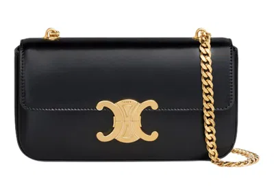 Pre-owned Celine Women's  Triomphe Chain Shoulder Bag In Black