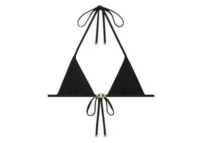 Pre-owned Celine Women's  Triomphe Matte Jersey Triangle Top In Black