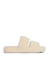 Celine Triomphe Shearling Fur Slides In Cream
