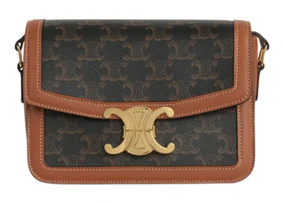 Pre-owned Celine Women's  Triomphe Shoulder Bag Teen Triomphe In Tan
