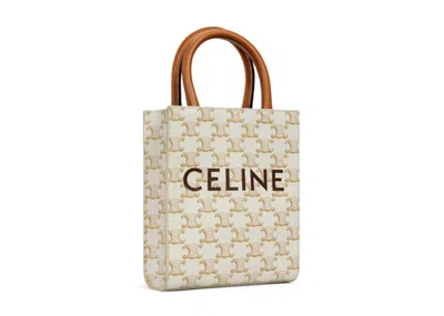 Pre-owned Celine Women's  Vertical Cabas Triomphe Mini In White