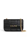 Celine Matelasse Monochrome Chain Padded Shoulder Bag In Black