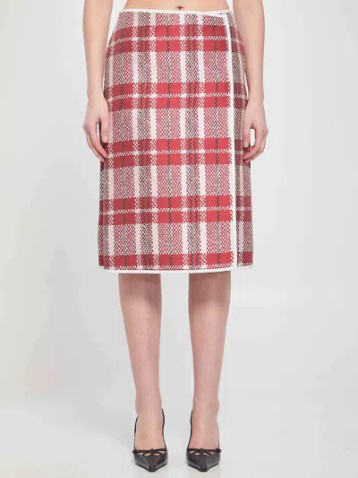 Celine Women Checkered Skirt In Pink