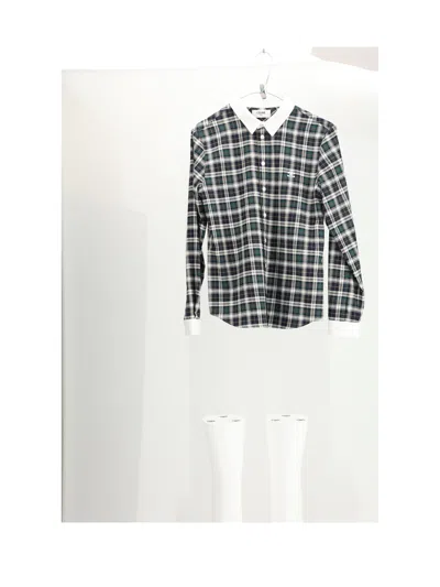 Celine Long Sleeve Checked Shirt Collared Neck In Multi