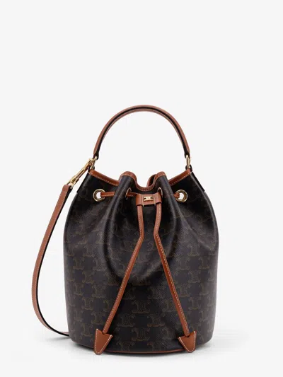 Celine Women Clara Teen Bag In Triomphe Canvas And Calfskin In Brown