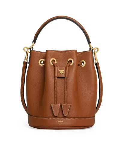 Celine Women Clara Teen Soft Bag In Grained Calfskin Leather In Brown