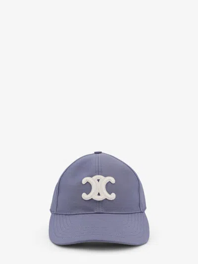 Celine Women Cotton Baseball Hat In Blue