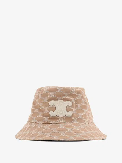 Celine Women Cotton Hat With Triomphe Logo All-over In Neutral