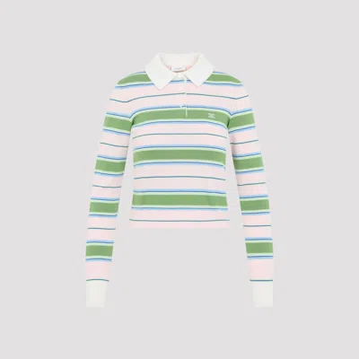 Celine Women's Cotton Polo Sweater In Green
