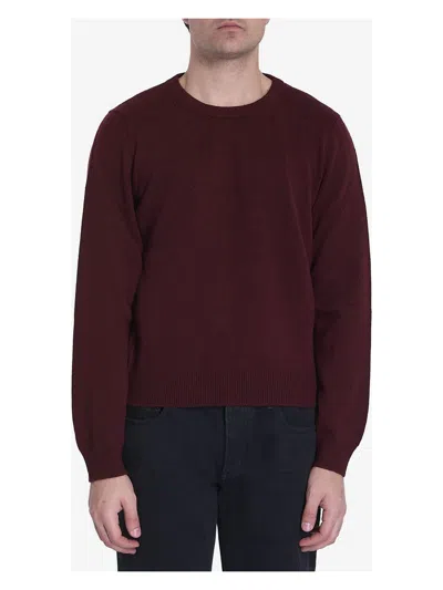 Celine Logo-embroidered Wool And Cashmere-blend Sweater In Burgundy
