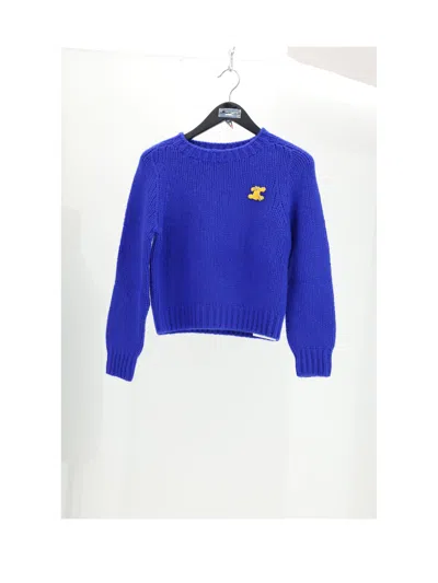 Celine Women Cashmere And Silk Blend Sweater In Blue
