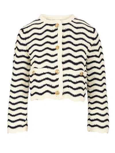 Celine Women Crochet Cotton Cardigan In Multi