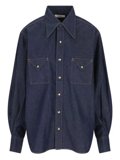 Celine Women Denim Cotton Shirt In Multi