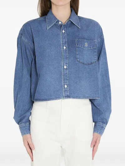 Celine Women Denim Cotton Shirt In Blue