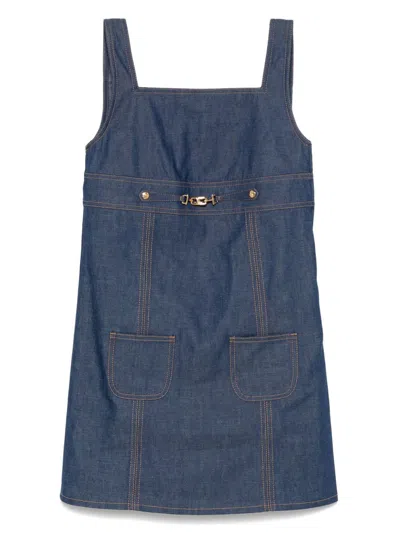 Celine Empire Unwashed Denim Mini Dress In Original Indigo