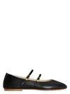 Celine Les Ballerines Leather Double Strap Ballerines In Black