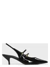 Celine Double Strap Mary Jane Slingback In Patent Calfskin In 38no