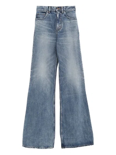 Celine Women Flared Leg Denim Jeans In Blue