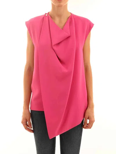 Celine Women Fuchsia Silk Top In Pink