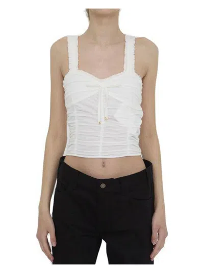 Celine Women's Gathered Crop Top In White