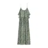 Celine Gathered Midi Dress In Silk Georgette In 96cb