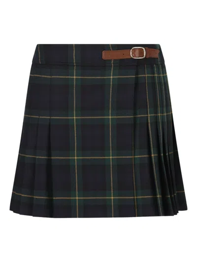 CELINE CELINE WOMEN TARTAN WOOL SKIRT