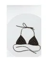 Celine Stretch Fabric Triangle Bikini Top With All-over Logo In Multi