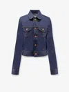 Celine Women Jeans Jacket With Triomphe Buttons