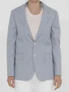 Celine Striped Polyester And Cotton Blend Single-breasted Jude Jacket In Blue And White In Blue