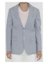 Celine Striped Polyester And Cotton Blend Single-breasted Jude Jacket In Blue And White In White