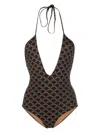 Celine Matte Plain Knitted Letter Combination Swimsuit