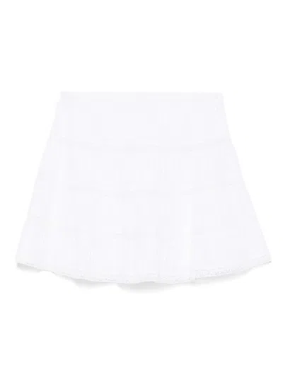 Celine Women Lace Cotton Skirt In White