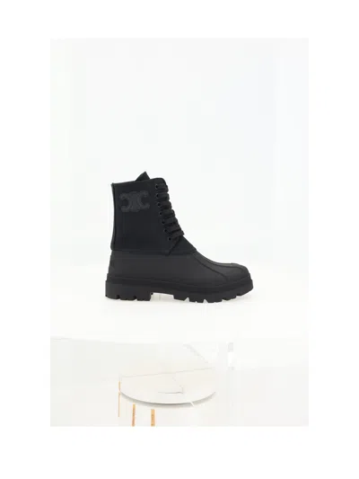 Celine Women Lace-up Boot W/ Triomphe 30 In Black