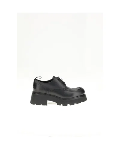 Celine Women Triomphe Derbies Leather Lace-up Shoes In Black