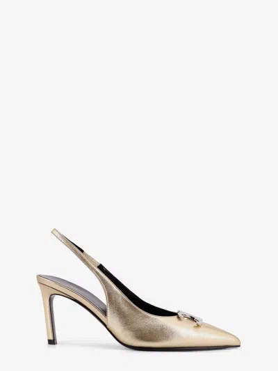 Celine Women Laminated Leather Alma Triomphe Pumps In Gold