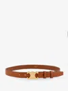 Celine Medium 25mm Triomphe Belt In Nubuck Calfskin In Brown