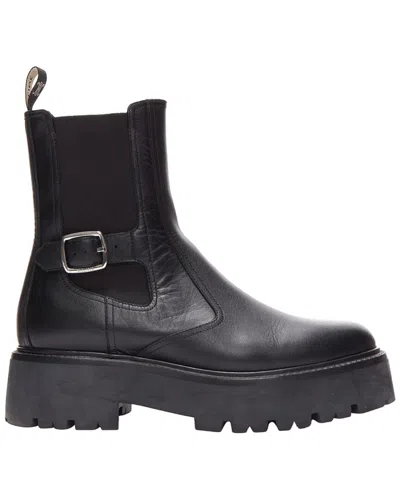 Pre-owned Celine Women's Leather Bulky Chelsea Calfskin Leather Buckles Biker Boot  (authentic Pre-loved)