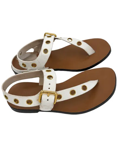 Pre-owned Celine Women's Leather Eyelet T-strap Sandal (authentic Pre-loved)