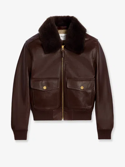 CELINE CELINE WOMEN LEATHER JACKET WITH REMOVABLE COLLAR