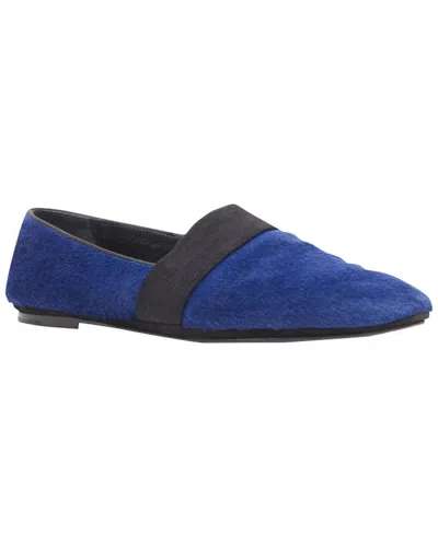 Celine Women's Leather Phoebe Philo Pony Hair Grosgrain Ribbon Slip-on Flat  (authentic Pre-loved) In Blue