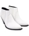 Pre-owned Celine Women's Leather Pointed Western Bootie (authentic Pre-loved) In White