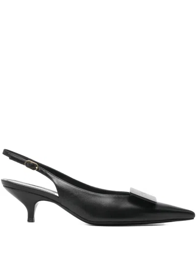 Celine Women Leather Slingback Pumps In Multi