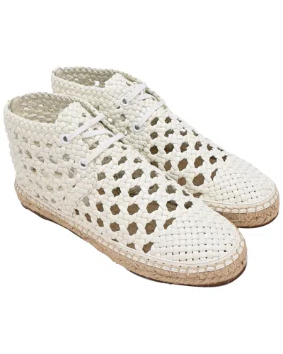 Pre-owned Celine Women's Leather Woven Lace-up Espadrille Bootie (authentic Pre-loved)