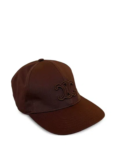 Celine Women Logo Baseball Cap In Brown