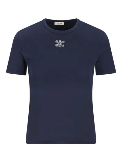 Celine Women Logo Cotton T-shirt In Multi