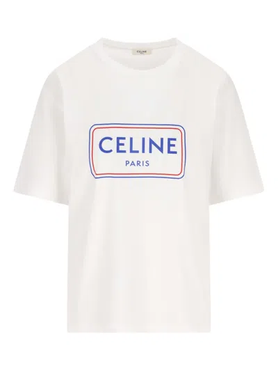 Celine Women Logo Cotton T-shirt In Multi